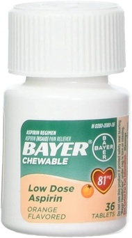 Chewable Aspirin Orange, 81mg, 36 Tablets (Pack of 4)