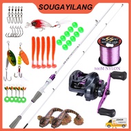 🔥Malaysia Fishing Full Set 1.8m/6ft Casting Fishing Rod M Power 7.2:1 Gear Ratio Casting Fishing Ree
