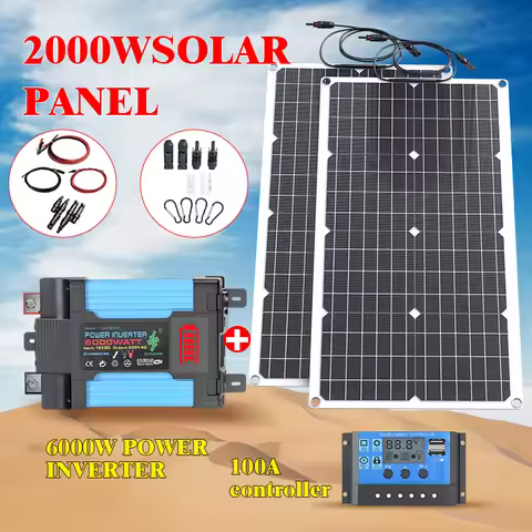 6KW 4KW Flexible Solar Panel Kit – 110V/220V Output, 12V Charger & Pure Sine Wave Inverter, Off-Grid