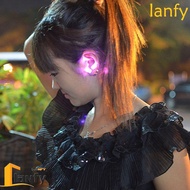 LANFY Glow Earrings Dazzling Earring Personality Rhinestones Bar Trinket Men Earrings LED Luminous D