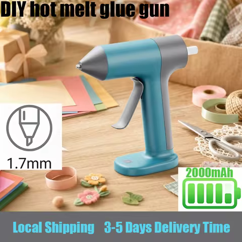 Cordless Hot Glue Gun 30s Fast Preheat 2000mAh Battery Anti-Drip Nozzle 20PCS 7x140mm Sticks Wireles
