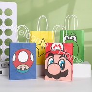 Kraft Paper Tote Bag Super Mario Bros Party Gift Bag Yoshi Toad Image Decoration Exquisite Candy Box Cartoon Mario Party Supplies