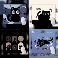 Cartoon Black Cat Mouse Pad Small Cute Kitten Gamepad Office Study Laptop Anti-slip Pads Lock Edge P