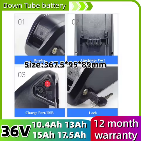 Heybike Mars 2.0 600Wh LIthium-ion Battery 36V 10.4Ah 15Ah 17.5Ah 13Ah Downtube Battery for OUXI V8 