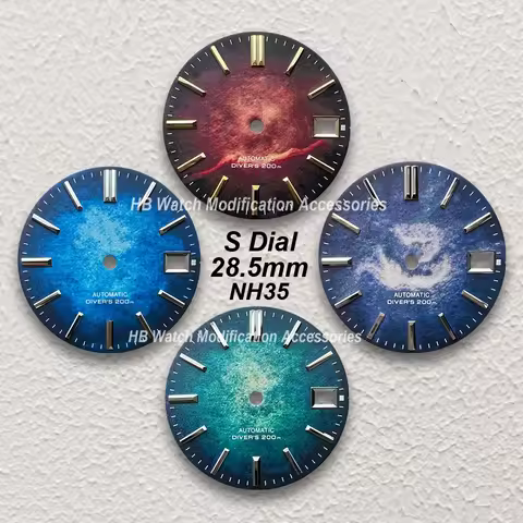 28.5mm S Logo Dial Fit NH35/NH36/4R/7S Movement 3D Printing colorful High-Quality Watch Modification