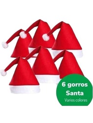 6 Gorros Navideños Santa Claus Rojo Posadas Navidad Mayoreo