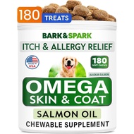 BARK&SPARK Omega 3 for Dogs - 180 Fish Oil Treats for Dog Shedding, Skin Allergy, Itch Relief, Hot S