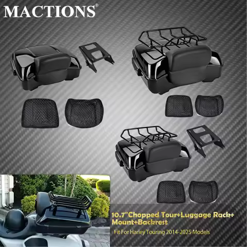 Motorcycle 10.7'' Chopped Tour Luggage Backrest Top Rack Mounting Kit For Harley Touring Road King E
