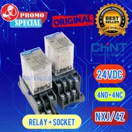 Original CHINT RELAY + SOCKET TYPE NXJ/4Z 24VDC 4NO+4NC