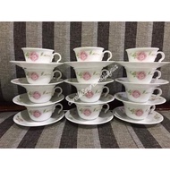 Corelle Country Rose Cawan Vitralle &amp; Lapik Set 12 pasang