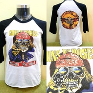 Band Baju Vintage Reprint Sleeve 3q Three Tribes Print Serap Guns N Roses Welcome to the Jungle Band