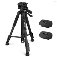 Toho  Andoer TTT-663N 57.5inch Travel Lightweight Camera Tripod Stand Phone Tripod for DSLR SLR Camcorder Photography Video Shooting with Carry Bag Phone Clamp 2pcs Extra Quick Re