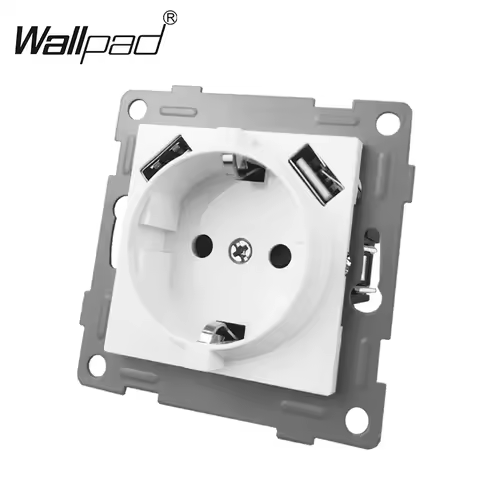 White EU Russia German Wall Socket with 5.1DC 2100mA Double USB Charger Outlet Ports 110V- 250V 16A 