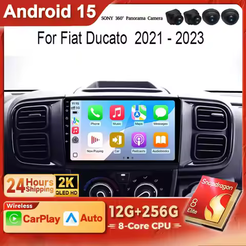 Android 15 2K QLED Car For Fiat Ducato Van L3H2 2021 - 2023 Wireless Radio Multimedia Video Player N