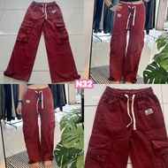 N32 Red Color Elastic Waist Around The Body Up To 33 Hips 40 Length 40 Crotch 12 Legs 10