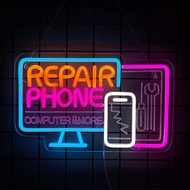 Phone Repair Neon Signs 3D Carved Icons Of Computers And Mobile Phones Used For Wall Decor Of Busine