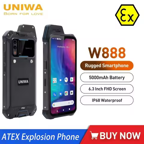 UNIWA W888 MT6765 Helio P35 Octa Core 4GB+64GB ATEX Explosion IP68 Smartphone Andriod11 6.3“ HD Scre