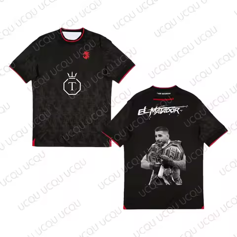 Summer New Ilia Topuria Special Edition Football Shirt Men Oversized Fitness Training Breathable Spo