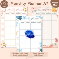 Planner Book Refill Binder Monthly Plan Premium Motif A7