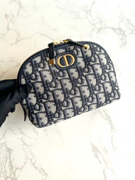 Christian Dior藍色老花30 Montaigne皮革包 中古包 化妝包 手拿