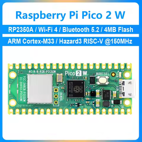 Raspberry Pi Pico 2 W RP2350A Chip with WIFI4/BT5.2 4MB FLASH 520KB SRAM Dual-core ARM Cortex-M33/Ha