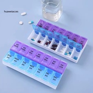 HUA  Easy Access Pill Case 7 Day Weekly Am Pm Pill Organizer Large 14 Compartments Twice Daily Medic