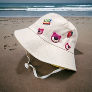 Mũ nón bucket rộng vành Đính charm gấu Lotso cho bé 2-6 Tuổi bé gái bé trai