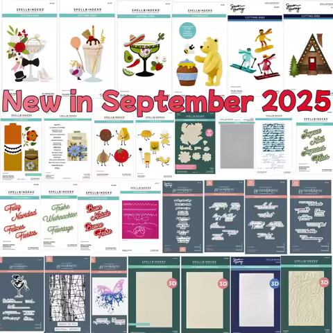 Christmas 2025 Ski Lodge Bear Fountain Wine Glass Letter Metal Cutting Dies Clear Stamps Stencil Hot