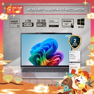 Acer Swift 14 AI SF14-61T-R5C2 Laptop (AI R9 365 5GHz,32GB D5,1TB SSD,ATI,14" WUXGA IPS Touch,W11,H2