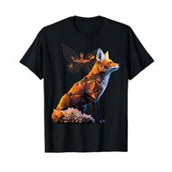 Fox Butterfly Motif Art Animal Fox T-Shirt