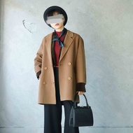 尋寶古著-DAKS氣質經典駝色連袖毛呢大衣
