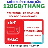Sim 4G Itelecom free gọi nội mạng vinephone & intekecom. Tặng 120G /tháng  Free nội mạng  free 30 ph