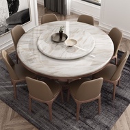 D-H Marble Dining Tables and Chairs Set Modern Minimalist Solid Wood round Dining Table Nordic Dining Table Home Living