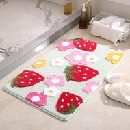 Soft Cozy Strawberry Bathroom Rugs Cute Bath Mat Doormat Non Slip Washable Shaggy Bedroom Runner Rug