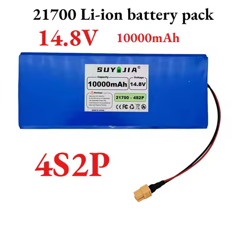 4S2P 14.8V 10000mAh 21700 Lithium Ion Battery Pack, Rechargeable Li-ion Battery for DIY Power Tools