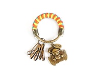 【UNA-優娜手作】鑰匙圈(小)5.3CM 紅＋橘＋亮黃＋湖水綠+海賊王徽章 手工 編織 腊繩 鐵環 客製化