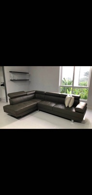 Nabucco N6740 Casa Leather L shape sofa with adjustable head rest (multiple color selection) 5 years warranty