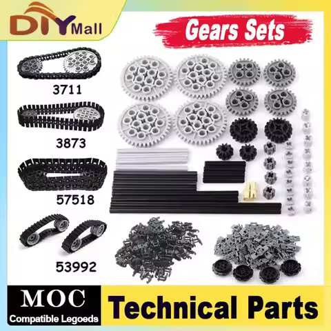 Gears and Axle Set Technical Tracks and Wheels Pack Tank Chain Crawler Legoeds-compatible for 3711 3