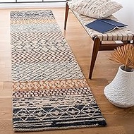 SAFAVIEH Capri Collection Runner Rug - 2'3" x 9', Ivory & Charcoal, Handmade Wool, Ideal for High Tr