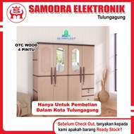 OLYMPLAST Plastic Wardrobe 4-Door WoodOTC