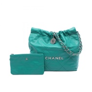 【二手】香奈兒 (Chanel) 絎縫肩背包 Chanel 22 小號 AS3260 綠色皮革 CHANEL22 絎縫小號鏈條肩背包 女士
