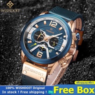 WISHDOIT 100% genuine men's watch, waterproof, leather strap, sports watch with box, watch time, wat