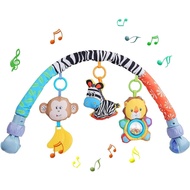 Baby Travel Play Arch Stroller, Crib Mobile Toy, Detachable Activity Musical Animal Toys Mobile for 