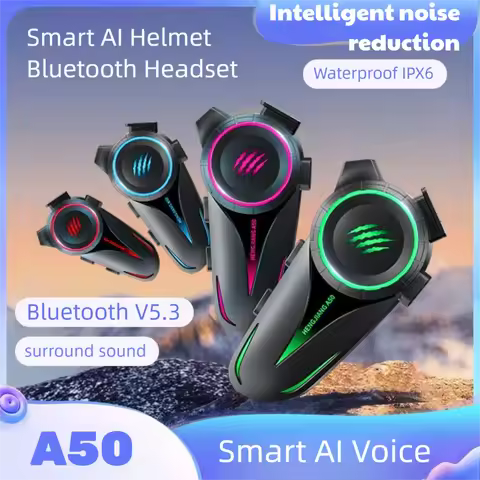 A50 Bluetooth V5.3 Helmet Headset Wireless Hands-free Call Phone Kit Motorcycle Waterproof Earphone 