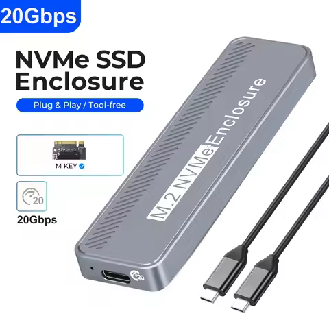 NVMe M.2 SSD Enclosure NVMe NGFF 20Gbps PCIe M.2 SSD Case Portable USB C 3.2Gen2 External Adapter fo