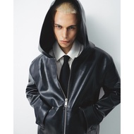 Genuine Faux Leather LeatherJacket with Hood 67PERCENT/67% - 2002 LEATHER HOODIE