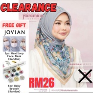 💯 MINAZ HIJAB Free Gift JOVIAN Face Mask Baby Brooch New Clearance RAWDAH COMFORT GRAY Tudung Bawal 