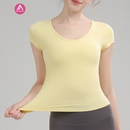 AirActive Leisure Yoga Sports T-shirt Short Sleeves U-neck Moisture-wicking