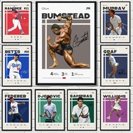 Roger Federer Aaron Judge Baseball Tennis Bodybuilding Sporters Poster Canvas Painting Wall Art Prin