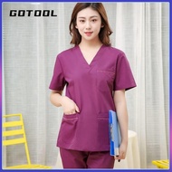 【GOTOOL】Scrub suit baju medical Nurse uniform women thin beauty dean sleeve winter housekeeping doctor oral dentistry confinement club work clothes